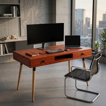 Mobenta Modest Desk: Masif Çalışma & Laptop Masası 2 Çekmece 1 Bölme - 120x60 Bk Bakır