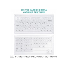 136 Tuş Japonca Pbt Tuş Takımı Şeffaf Karbon Fiber Desenli Mekanik Klavye Keycaps Seti