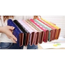 Trendooze Linjinxu Kadınlar İçin Pembe Pu Deri 3-katlanır Argyles Metal Taç Cüzdan Bozuk Para Kesesi Uzun Tasarım Diğer