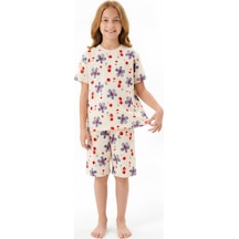 Modanino Kız Çocuk %100 Pamuk Pijama Takımı 8-13 Yaş 12697ıs Ekru