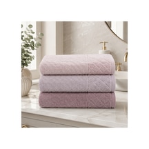 Gonca Kristal Desenli Renkli Havlu 50x90 Cm 3'lü Set %100 Pamuk - Mauve Blush Çok Renkli