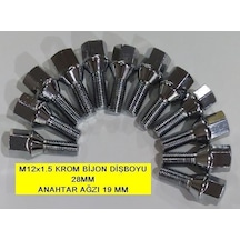 Bijon Takımı Krom Kaplı M12x1.5 - Aa=19mm Dış=28 Mm
