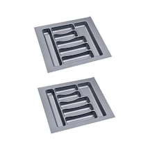 2 Adet Çekmece İçi Kaşıklık 42 X 49 Cm Gri Mutfak Çekmece Düzenleyici