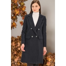Z6672 Dewberry Bayan Palto-düz Lacivert-düz Lacivert