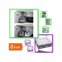 6 Bölmeli Tencere Kapak Rafı + 12 Bölmeli Mozaik Desen Çekmece Düzenleyici Organizer - 2li Set U5t3w Belirtilmemiş