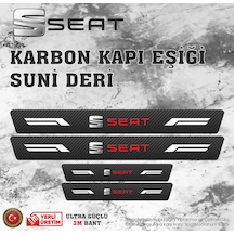 Seat Uyumlu Deri Karbon Kapı Eşiği Koruyucu Bant 4 Adet