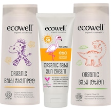 Ecowell Organik Bebek Tatilde Paketi Bebe Şampuanı 300 ML+ Bebek Güneş Kremi + Bebe Losyonu