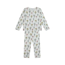 Antebies Botanik Bahçesi Uzun Kollu Pijama Takımı Krem