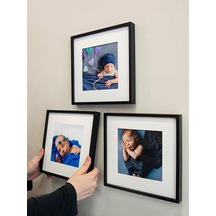 Yapışkanlı Sök-tak Paspartulu Siyah 21x21cm Kare Fotoğraf Çerçevesi - 3'lü Paket