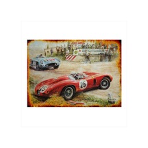 Bedeko Retro Araba Yarışı Tasarım Ahşap Tablo 35 Cm X 50 Cm