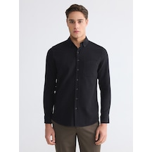 Lcwaıkıkı Classic Siyah Regular Fit Armürlü Erkek Gömlek