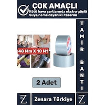 Ultra Güçlü Suya Neme Dayanıklı Çok Amaçlı Onarım Tamir İzolasyon Bantı Gri 48 Mm X 10 Metre 2 Adet