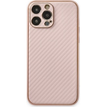 Apple Uyumlu iPhone 13 Pro Max Kılıf Coco Karbon Silikon Pembe\