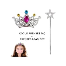 Magicool Çocuklar İçin Taraklı Prenses Tacı Ve Prenses Yıldız Asa Seti Gümüş