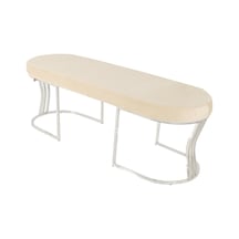 Viego Silver Smooth- Krem Kapitoneli Model Puf & Bench & Koltuk- Oturak-uzun Makyaj Puff-yatak Odası Ucu &önü