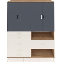 Kronos Gardrop 7 Raflı 6 Çekmeceli 4 Kapaklı 176x59x221 Çam-antrasit/aytaşı Antrasit/aytaşı