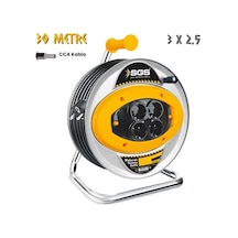 Sgs Metal Makaralı Uzatma Kablosu Cca 3x2.5 - Dörtlü Priz - 30 Mt. 30 M
