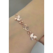 Papatya Silver 925 Ayar Gümüş Rose Kaplama Güvercin Kristal Kesim Bileklik