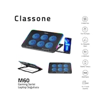 Classone Gaming M60 Laptop Soğutucu , Notebook Stand,10 Rgb Işık Kontrolü, 15.6 -17 İnch , Hız Kontrolü , 6 Büyük Fan ,telefon Standı, 2 Usb