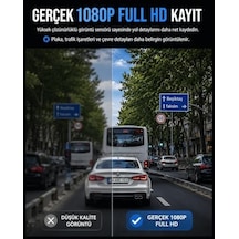 Araç İci Kamera Wifi 3 Kameralı Full Hd 1080p 30fps Dash Cam Arka Kamera, Park Modu, Geniş Açılı Gece Görüşlü