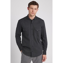 Tudors Erkek Regular Fit Rahat Kesim Çift Cepli Spor Yaka Denim Haki Gömlek-36860 Haki