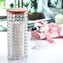 Diamond Ahşap Kapaklı 3&apos Lü Organizer Set, Diamond Model Modern Pamukluk Düzenleyici Şık 3&apos Lü Pamukluk Set - Şık Ve Fonksiyonel Ahşap Kapaklı 3&apos Lü Organizer Set 000 Açık Krem