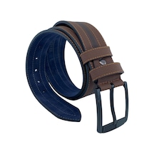 Kahverengi Suni Deri Ortası Sarı Dikişli Model 4.5 Cm.lik Unisex Spor Kemer - 4509-10 Kahverengi