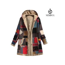 Pamuk Ve Keten Kareli Peluş Kapşonlu Düğme Kadın Kırmızı