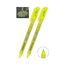 Sarı Neon Tükenmez Kalem 2 Adet Pensan Neon Jely Fosforlu Jel Pilot Kalem Siyah Defter Kalemi Yumuşak Yazım