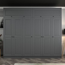 Kale 6 Kapaklı 2 İç Çekmeceli Dolap Ve Yüklük Antrasit Mebran İlkbahar 255cm Antrasit