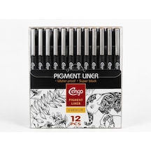Ayrex 12'li Pigment Liner Teknik Çizim Kalemi Seti Eskiz, Mimari Çizim Ve İllüstrasyon Seti, Suya Dayanıklı Si Genel