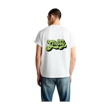 Paybuy Erkek Retro Grafik Baskılı Groovy Yazılı Kısa Kollu Tişört %100 P Beyaz