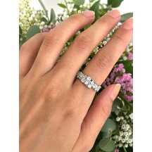 Taş Dizilim Çubuk Silver Yüzük Çok Renli