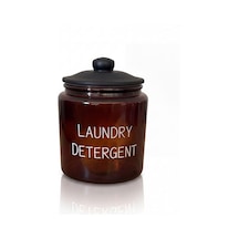 Laundry Detergent Yazılı 900 Ml Amber Cam Deterjan Kavanozu, Siyah Kapaklı Banyo Ve Çamaşır Düzenleyici Çok Renkli