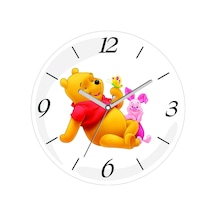 Winnie The Pooh Sevimli Çap 30cm Sessiz Akar Bombeli Gerçek Cam Duvar Saati Çok Renkli