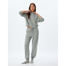 Koton Örme Pijama Altı Jogger Beli Bağlamalı Gri Melanj 5wlk40173mk Gri Melanj