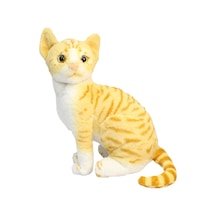 Miyavlayan Sesli Sarı Tekir Kedi Peluş Oyuncak 25 cm