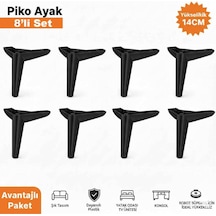 Piko 14 Cm Siyah 8 Adet Koltuk Baza Tv Ünitesi Yatak Odası Konsol Çocuk Ve Genç Odası Ayağı Siyah