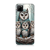 Realme C11 Uyumlu Anne Baykuş Ve Yavruları Desenli Silikon Kılıf