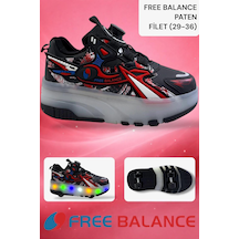Zerhan Free Balance 250 Çocuk Işıklı Patenli Tekerlekli Sneaker Spor Siyah
