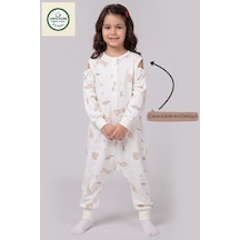Cantoy Pazen Çıtçıtlı Çıkarılabilir Kollu Bebek Çocuk Uyku Tulumu 1.0 Tog %100 Pamuk Natural Krem