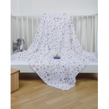 Uzay Müslin Örtü 120X120 Cm- Turuncu-Beyaz Turuncu - Beyaz