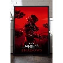 Assassin's Creed Shadows Siyah Ahşap Çerçeveli Poster, Dekoratif Oyun Duvar Tablosu