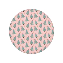 Noel Desenli Yuvarlak Elastic Masa Örtüsü, 45-52 İnç, Suya Dayanıklı, Piknik Ve Kamp İçin Noel Ağacı Kurdele