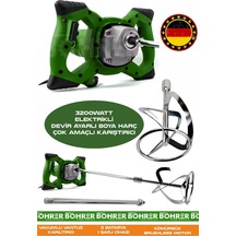 Böhrer Hb0405t Alman 3200w Devir Ayarlı Çift Şanzıman Yeni Nesil Elektrikli Boya Harç Çok Amaçlı Yeşil Karıştırıcı