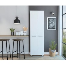 Sırma Çok Amaçlı Dolap,5 Raflı, 2 Kapaklı Mutfak Dolabı Kiler Dolabı Banyo Dolabı-60cm Beyaz