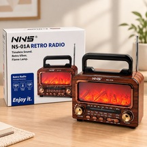 Şömineli Retro Radyo Hoparlör Bluetooth, Am/fm/sw, Usb/type-c, Tf