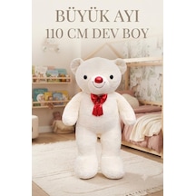 Büyük Papyonlu Ekru Ayı 110 Cm Sevimli Konforlu: Peluş Uyku Yastığı Ve Sarılma Arkadaşı Dekoratif Oyuncak