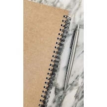 Kraft Kapaklı Spiralli Notebook - A5 Boyut 15x21 Cm , 100 Yaprak Noktalı Açık Gri