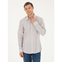 Cacharel Kahverengi Slim Fit Pamuklu Çizgili Gömlek